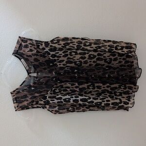BCBGeneration Leopard Print Pleated Top - Brown Black Cream